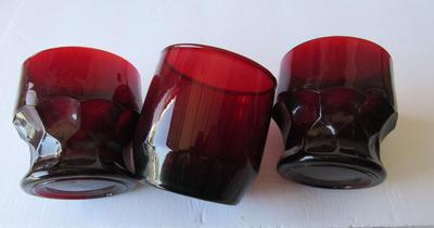 Vintage Ruby Red Bar Glasses and Avon Cape Cod Wines
