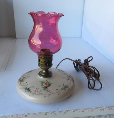 Antique Glass Dresser Lamp Working