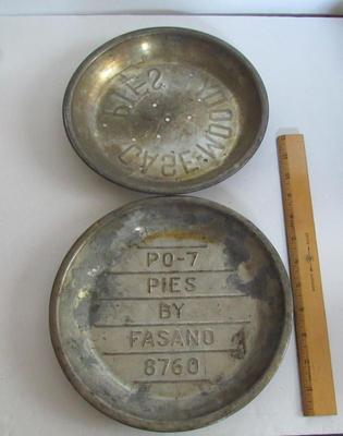 Two Nice Old Pie Tins, Advertising Fasano and Case Moody