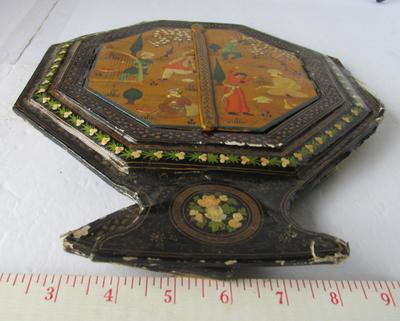 Very Old Fragile Lacquered Paper/Cardboard Mirror
