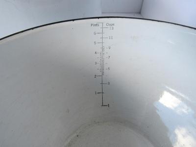 Old Grantieware Measuring Bowl and Large Covered Pot