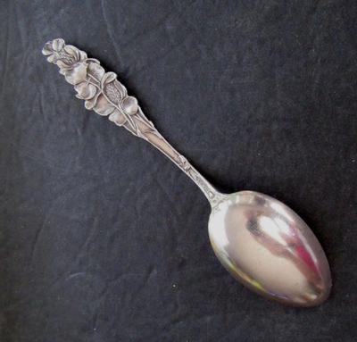 Antique Sterling Silver Souvenir Spoon, Chicago, Very Fancy Handle Strawberry Theme