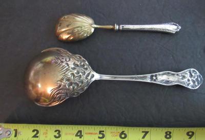 2 Antique Serving Spoons, Stratford Silver Co Lilyta Large Serving Spoon, And Other