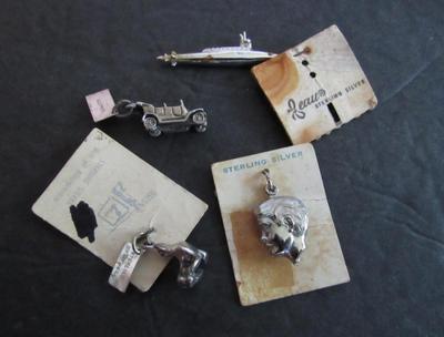 Lot of Small Sterling Silver Charms, Submarine, Auto, More