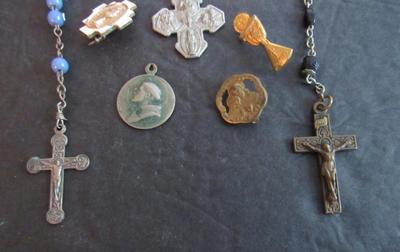 Old Rosaries and Religious Jewelry Lot