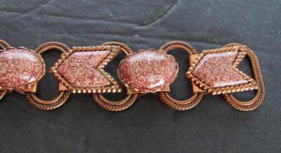 Vintage Copper Colored Metal and Sandstone Braclet