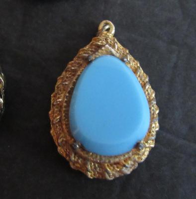 Vintage Stone Costume Jewelry, Brooch, Earrings, Pendant