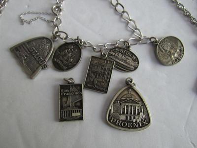 Vintage Charms From GCSAA and Necklace, 1980s-90s