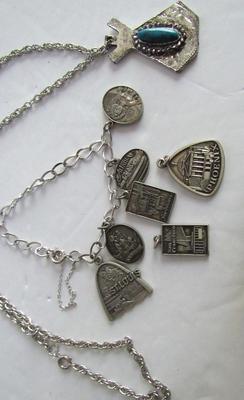 Vintage Charms From GCSAA and Necklace, 1980s-90s