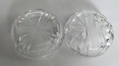 Vintage Cut Glass Powder/Jewelry Box & Pressed Glass Jewerly Box