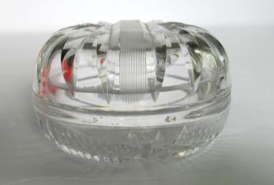 Vintage Cut Glass Powder/Jewelry Box & Pressed Glass Jewerly Box