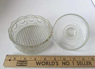 Vintage Cut Glass Powder/Jewelry Box & Pressed Glass Jewerly Box
