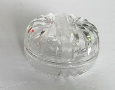 Vintage Cut Glass Powder/Jewelry Box & Pressed Glass Jewerly Box