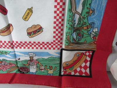 Adorable Anthropomorphic Picnic Small Tablecloth or Very Large Towel
