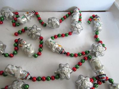Plastic Snowman and Star Christmas Garland