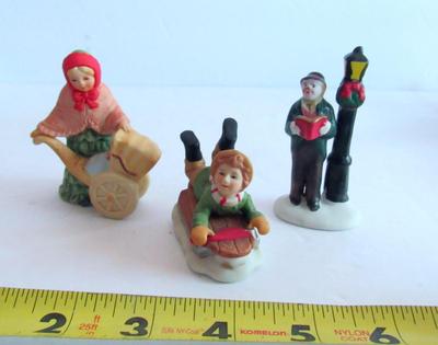 Older Lefton/Lemax Bisque Christmas Village Figurines