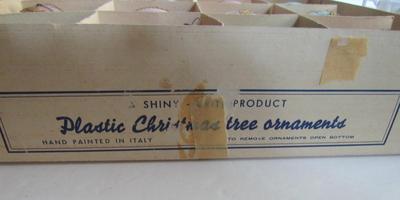 Dozen Unusual Wire Wrapped Plastic Shiny Brite Christmas Ornaments