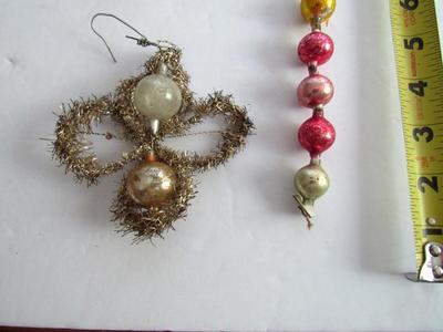 Antique Tinsel and Glass Christmas Ornaments and Garland Ornament