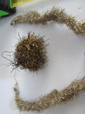 Antique Tinsel Icicle and Snowball Ornaments and glass Garland Beads