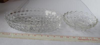 Fostoria American Divided Relish and Footed Bowl