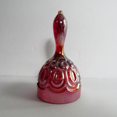 Older Red Carnival Glass Moon and Star Bell