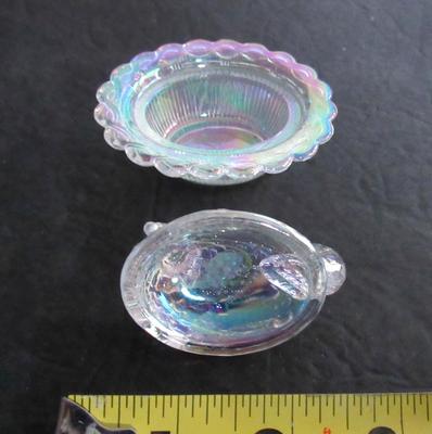 Old Mosser Carnival Glass Hen Covered Salt