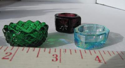 3 Older Mosser Glass Colored Salt Dips