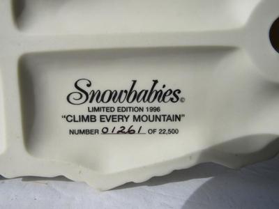 Older Dept 56 Snowbabies Large Limited Edition Figurine: "Climb Every Mountain"