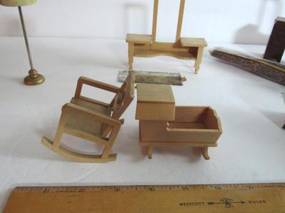 Vintage Wood Doll House Furniture, One German