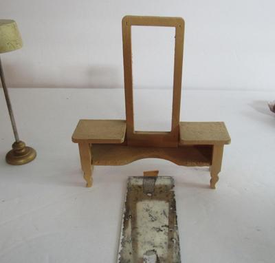 Vintage Wood Doll House Furniture, One German
