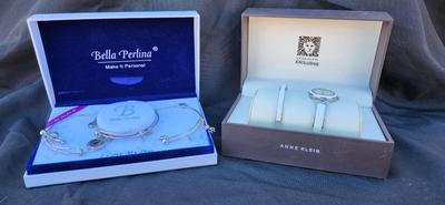 New in Box Anne Klein Women's Bangle Watch & Bella Perlina Charm Bracelet Box Set Of 3