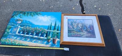 Wall Art Large Oil Painting Vintage, Sign By Austin