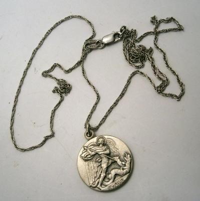 Vintage Sterling Silver St. Michael Slaying Dragon