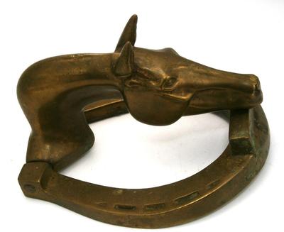 Very Heavy Cast Brass Figural Horse Head Door Knocke