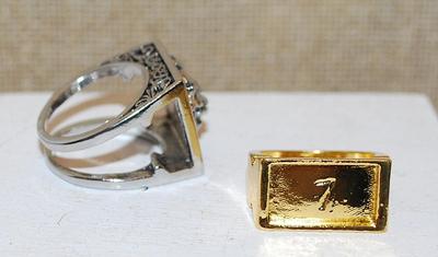 Size 12 Unique Slide-In "HIDDEN COMPARTMENT" LION Face Ring on a Silver-Tone Band (23.8g)