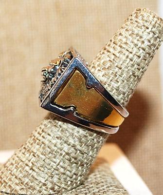 Size 12 Unique Slide-In "HIDDEN COMPARTMENT" LION Face Ring on a Silver-Tone Band (23.8g)