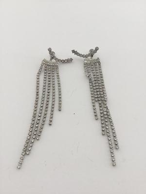 Silver tone dangle rhinestone earrings