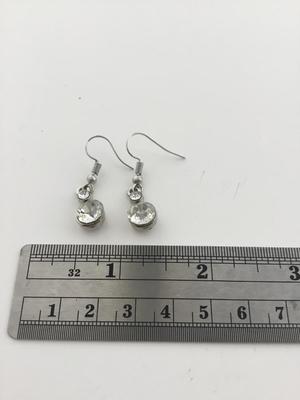 Silver tone rhinestone fashion unmarked earrings