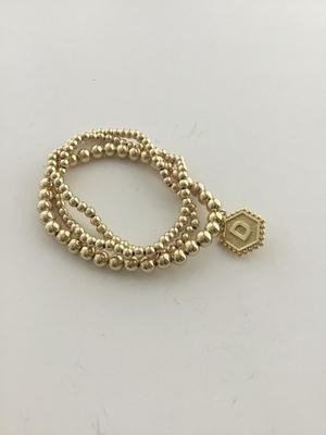 Gold tone letter D fashion beaded bracelets