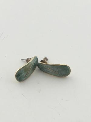 Green gold tone dangle earrings