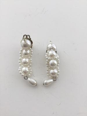Japan marked vintage white clip on earrings