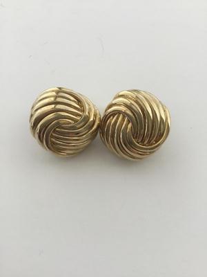 Gold tone clip on round earrings
