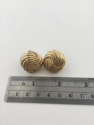 Gold tone clip on round earrings