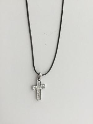 Silver tone cross necklace