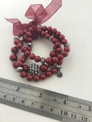Red beaded stretchy 3 bracelets