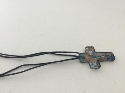 Glass type cross necklace pendant