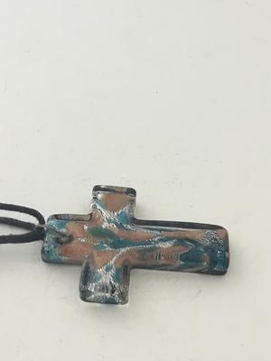 Glass type cross necklace pendant