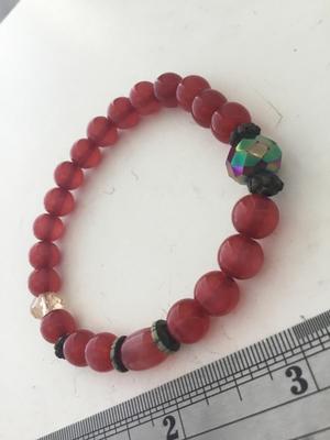 Red beaded stretchy fashion bracelet
