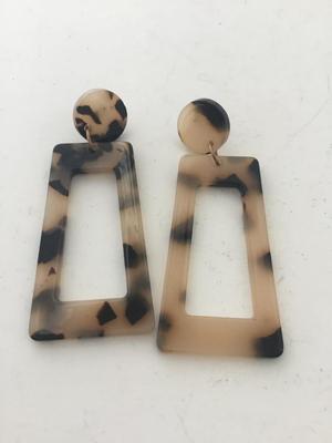 Animal print dangle rectangle earrings