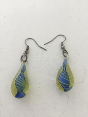 Beautiful blue and yellow dangle earrings